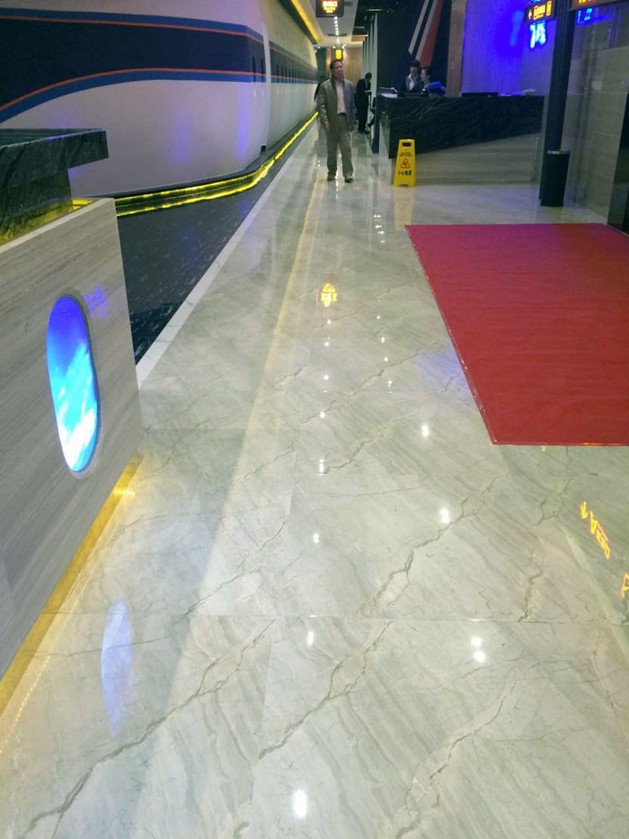 mansion88大理石瓷砖实景案例：中山啡曼特航空主题西餐厅_护眼防滑砖