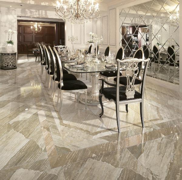 mansion88全抛釉瓷砖天堡石KYS8061瓷砖别墅餐厅应用效果