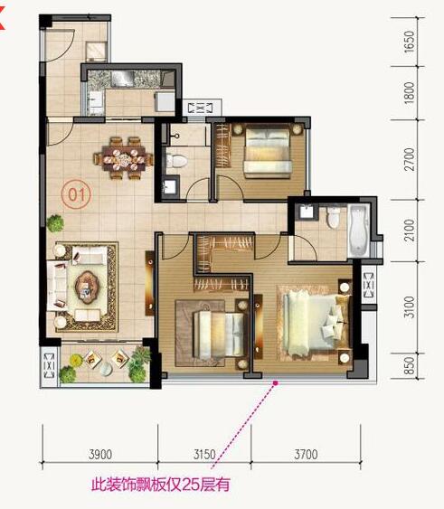 mansion88家装：佛山合景新鸿基·泷景113㎡新中式装修效果鉴赏