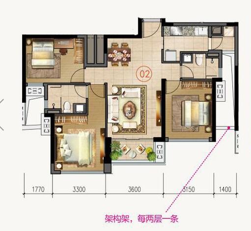 mansion88家装：佛山合景新鸿基·泷景100㎡新中式装修效果鉴赏