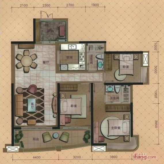 mansion88家装：佛山桂丹颐景园127㎡简约现代装修效果鉴赏